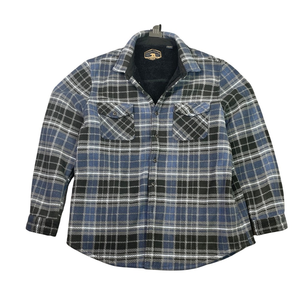Freedom Foundry Shirt Jacket Mens XXL Blue Plaid Sherpa Lined Fleece Shacket